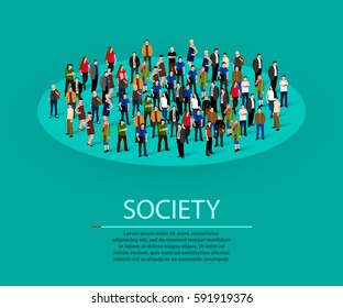 Big people crowd in circle. Society concept. Vector illustration.