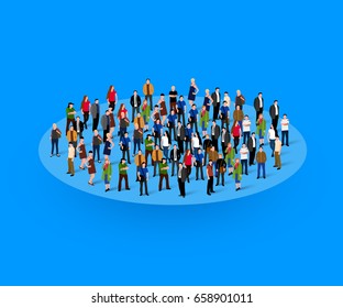 Big people crowd in circle. Society concept. Vector illustration.