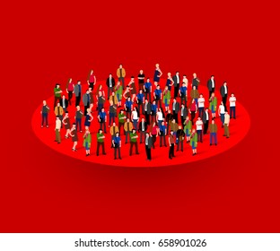 Big people crowd in circle. Society concept. Vector illustration.