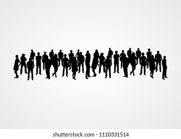 Big people crowd on white background. Vector illustration.