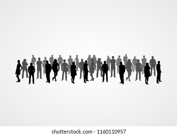 Big people crowd on white background. Vector illustration.