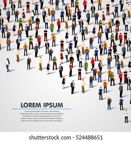 Big People Crowd On White Background. Vector Illustration.