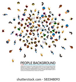 Big people crowd on white background. Vector illustration.
