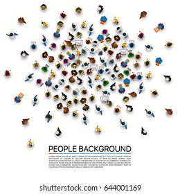 Big people crowd on white background. Vector illustration.