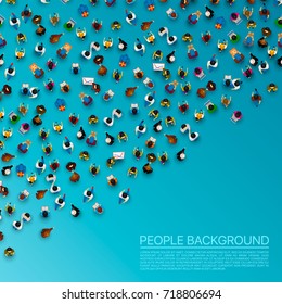 Big people crowd on white background. Vector illustration.