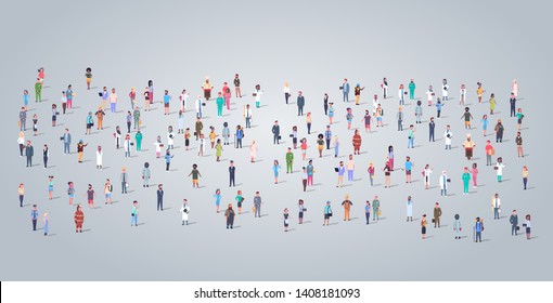 big people group different occupation employees standing todether workers crowd labor day concept horizontal full length flat