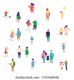 Big People Illustration Set Flat Vector in Crowded Places