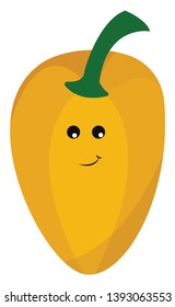 A big pepper in yellow color vector color drawing or illustration