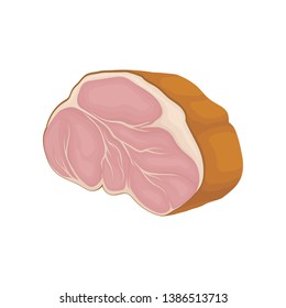 Big piece of ham. Vector illustration on white background.