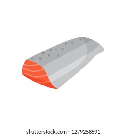 Big piece of red trout illustration. Red, fish, product. Food concept. Vector illustration can be used for topics like cuisine, market place