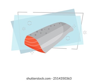 Big piece of red trout illustration. Red, fish, product. Food concept. Vector illustration can be used for topics like cuisine, market place