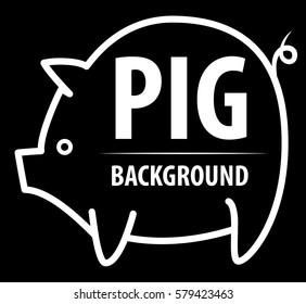 Big pig background. The contrast image. Cartoon  flat characters. Vector illustration.