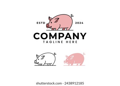 the big pig is standing logo design for animal food farm restaurant company business