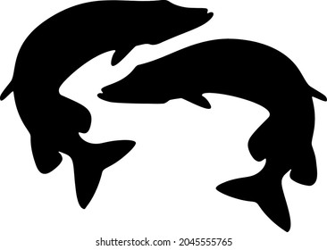 Big pike jumping. Vector image.