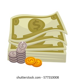 Big pile of cash. Concept of big money. Vector illustration.