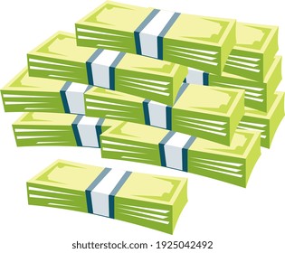 Big pile of money vector illustration, heap of cash flat cartoon style stock illustration