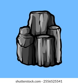 big pile of rock isolated colored drawing line art style design illustration
