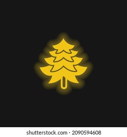 Big Pine Tree Shape yellow glowing neon icon