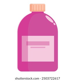 Big pink bottle standing with blank label, ready for your product, branding or design