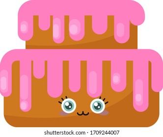 Big pink cakle, illustration, vector on white background