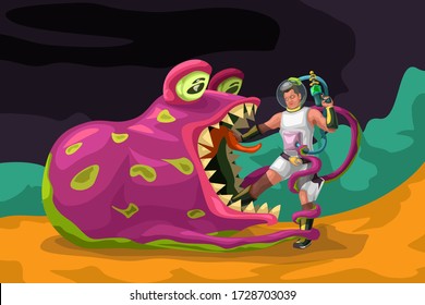 big pink creature vs human