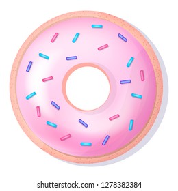 Big pink donut on a white isolated on background