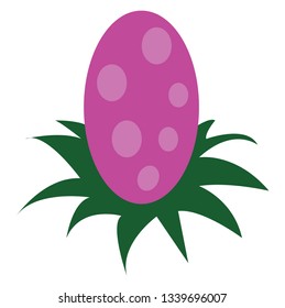 Una gran capa de huevo rosa en el dibujo o ilustración del color del vector de césped