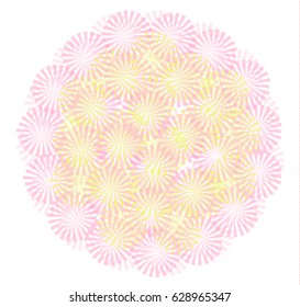 A big pink flower with sunbursts in vector illustration.