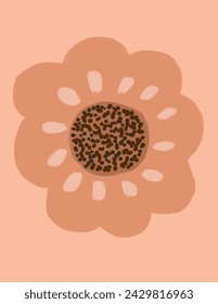 Vector de flor rosa grande sobre fondo rosa para paquete de marca, impresión de tela, papel pintado, publicación de redes sociales, garabato, notas, cubiertas de libro, decoración de pared.