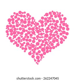 Big pink heart, shape of circles / bubbles