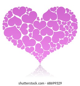 Big pink heart shape comprised by smaller ones.