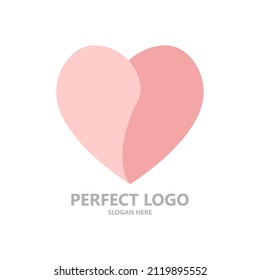 A big pink heart vector logo consists of two parts symbolize a couple. Suitable for love and couple theme related product, brand, and company.