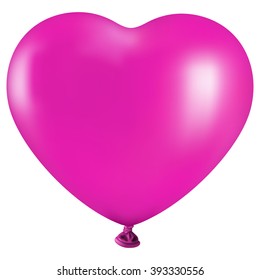 Big pink heart-balloon on white background