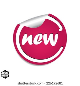 Big Pink New on Circle Label - Vector.