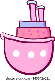 Big pink ship, illustration, vector on white background.