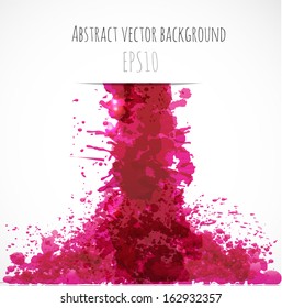 Big pink splash on white background. Vector illustration. Grunge background with place for your text. 