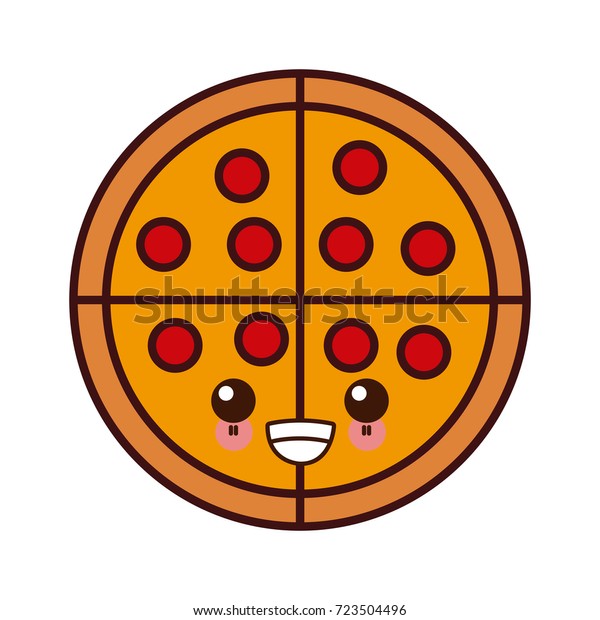 Big Pizza Food Kawaii Cartoon Stock Vector (Royalty Free) 723504496 ...