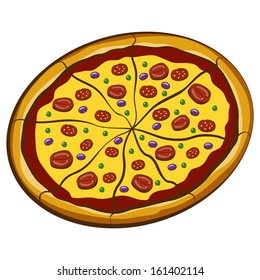 Big Pizza isolated over white background. Abstract Elegance food background.