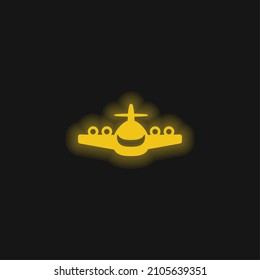 Big Plane Front View yellow glowing neon icon