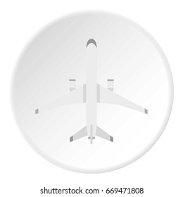 Big plane icon in flat circle isolated on white background vector illustration for web