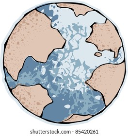 big Planet Earth made by simple traces and colors