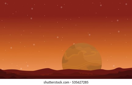 Big planet on space landscape