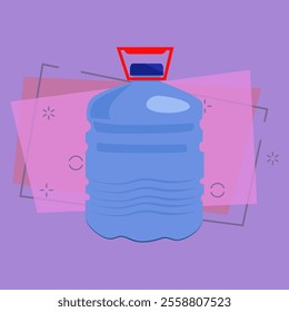 Big plastic bottle. Blue can for fresh water with screw cap and handle. Vector illustration can be used for topics like bottled water, waste sorting, container