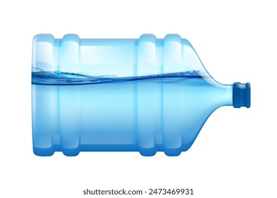 Botella grande de plástico con agua potable. Para refrigerador o dispensador. Aislado sobre un fondo blanco. Ilustración vectorial de acciones