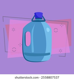 Big plastic bottle with handle. Canister for bleach, detergent, liquid. Vector illustration can be used for topics like waste sorting, container, cleaning