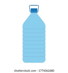 Big plastic bottle of potable water, isolated on white backgroud. Barrel with handle, vector illustration