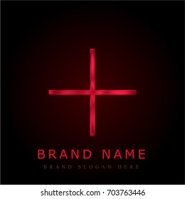 Big plus sign red chromium metallic logo