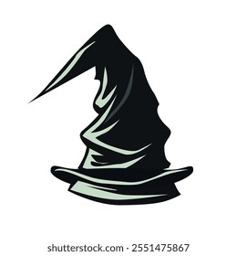 Big pointed witch hat. Vector illustration