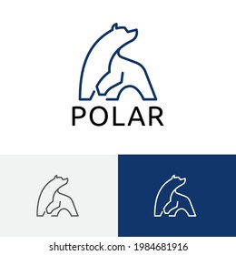 Logotipo de la línea de resumen de hielo del oso polar grande