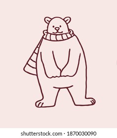 oso polar grande y bufanda